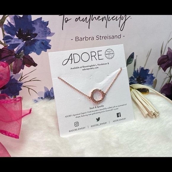NWT ADORE ORGANIC CIRCLE BEADED SWAROVSKI CRYSTAL ROSE GOLD BRACELET - Picture 8 of 12